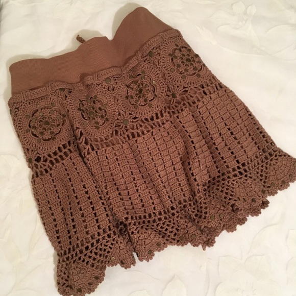 Soul Revival Brown Studded Crochet Skirt - Picture 5 of 6